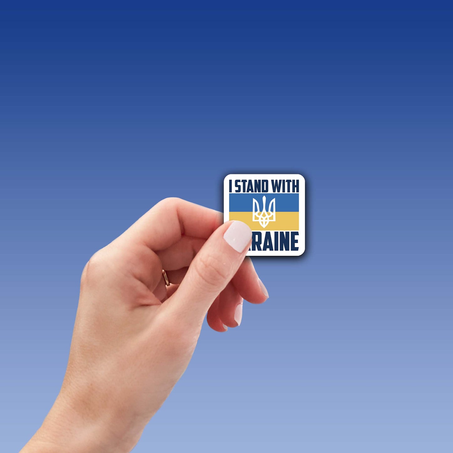 I Stand with Ukraine – Ukrainian Coat of Arms Vinyl Sticker