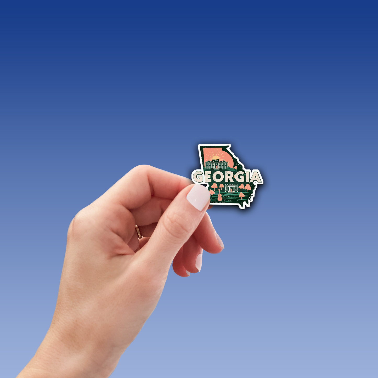 Retro Vinyl State Sticker - Georgia