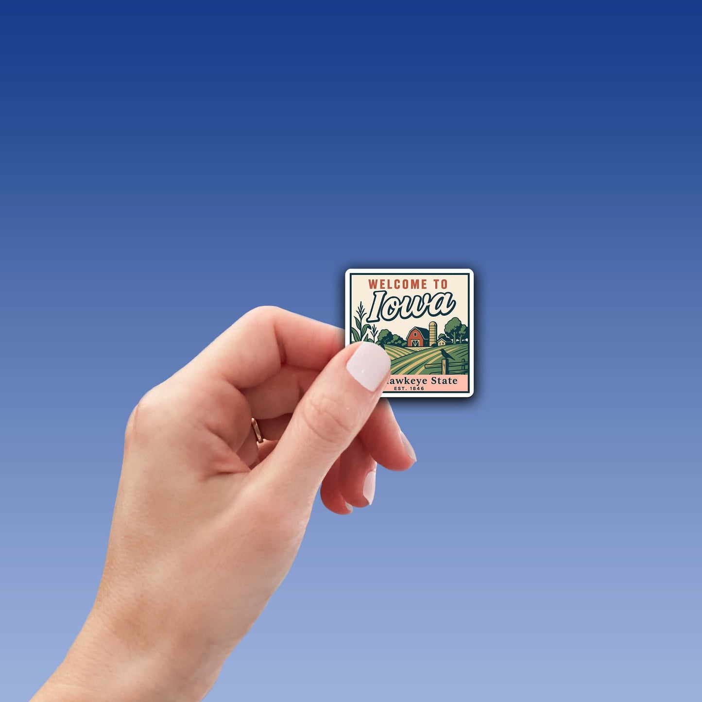 Welcome to Iowa Vinyl Sticker – Vintage State Travel Decal