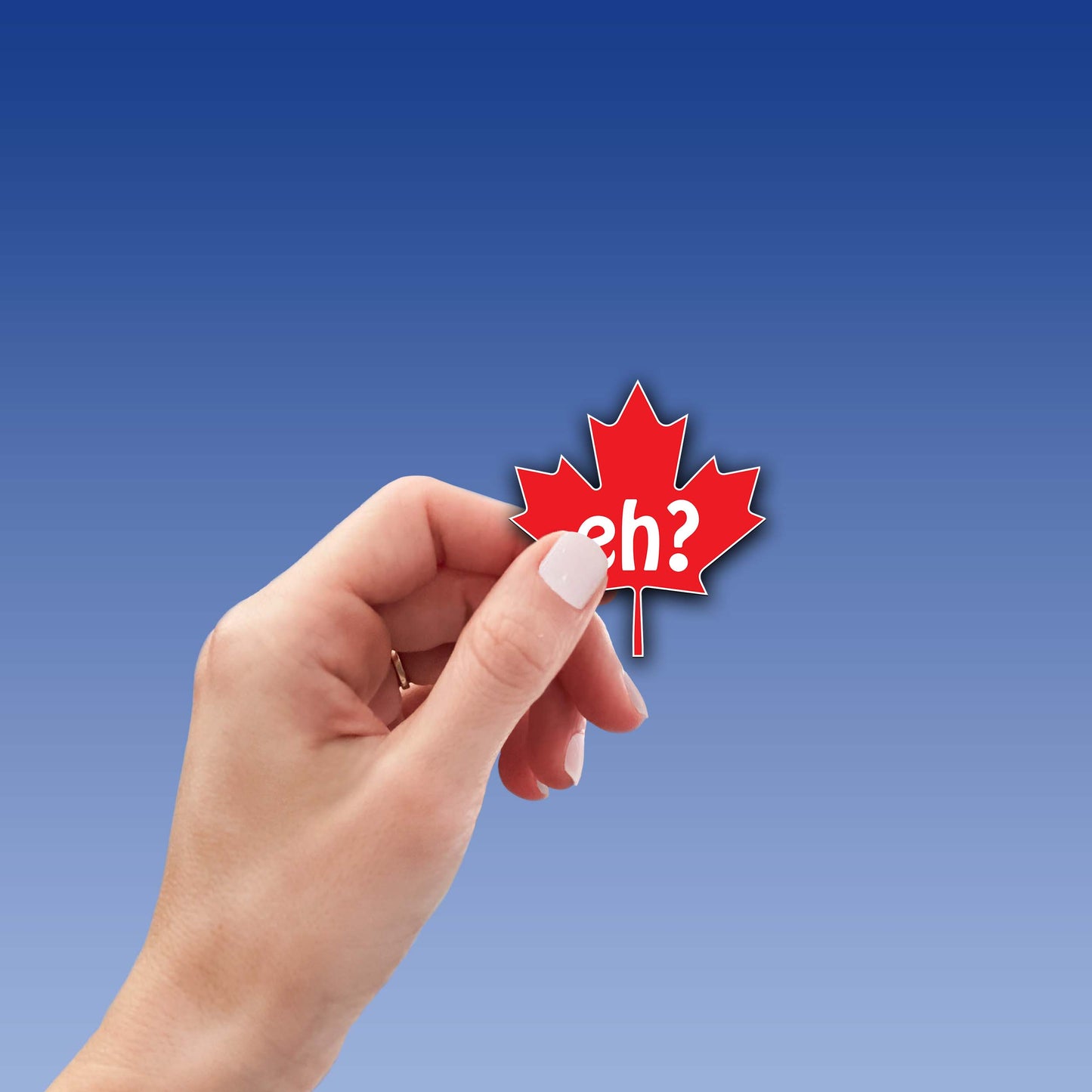 Canadian Maple Leaf “Eh?” Vinyl Sticker – Funny Canada Laptop, Water Bottle, or Car Decal