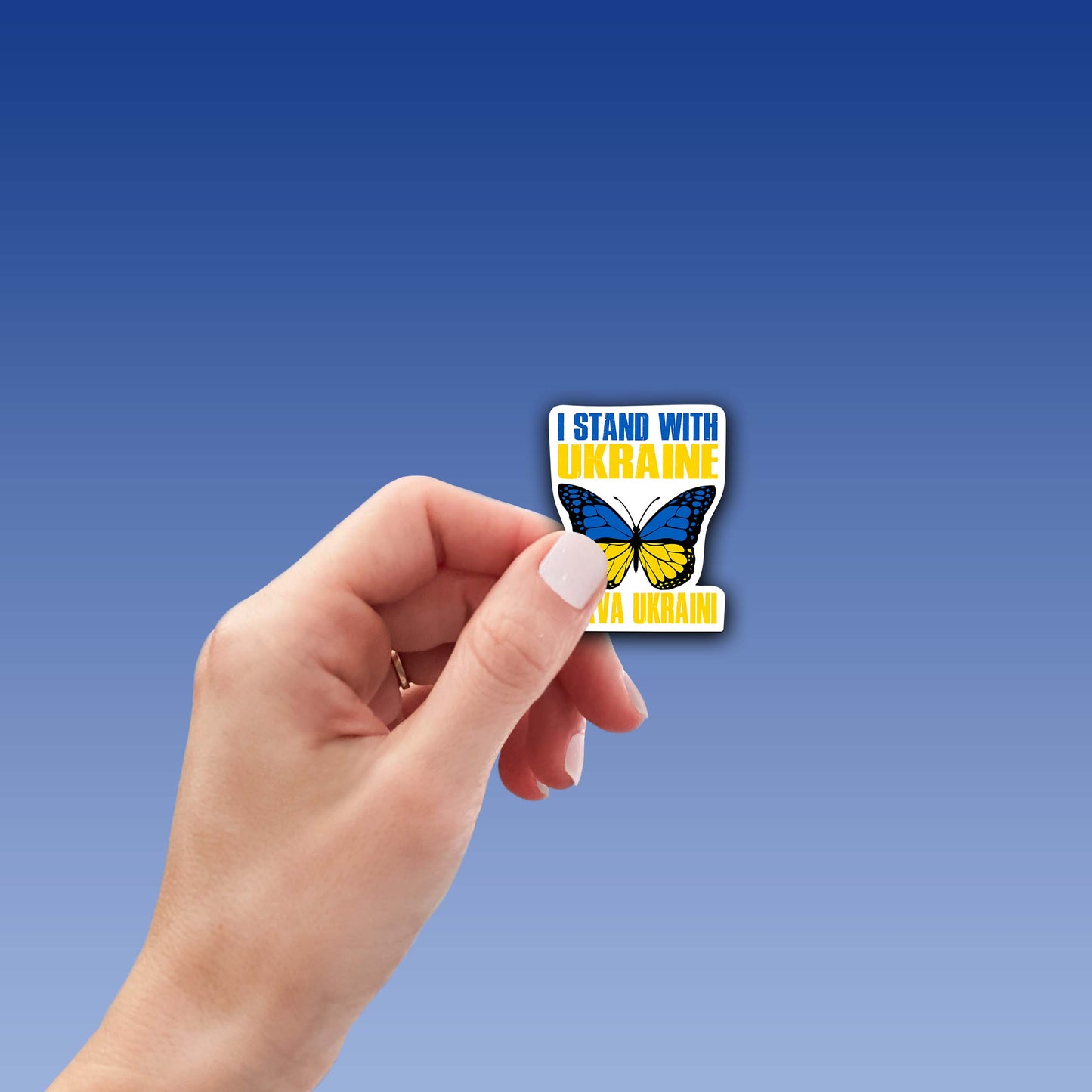 I Stand with Ukraine – Butterfly Vinyl Sticker | Slava Ukraini!