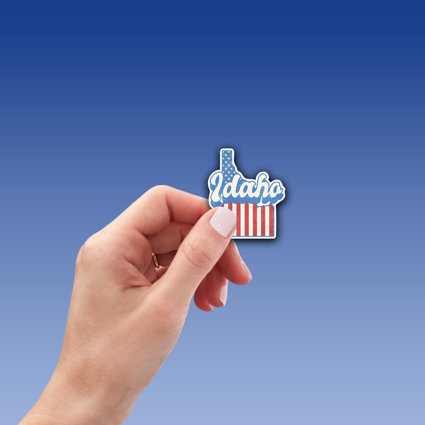 Iowa State Sticker with American Flag Background | Weatherproof Vinyl Decal