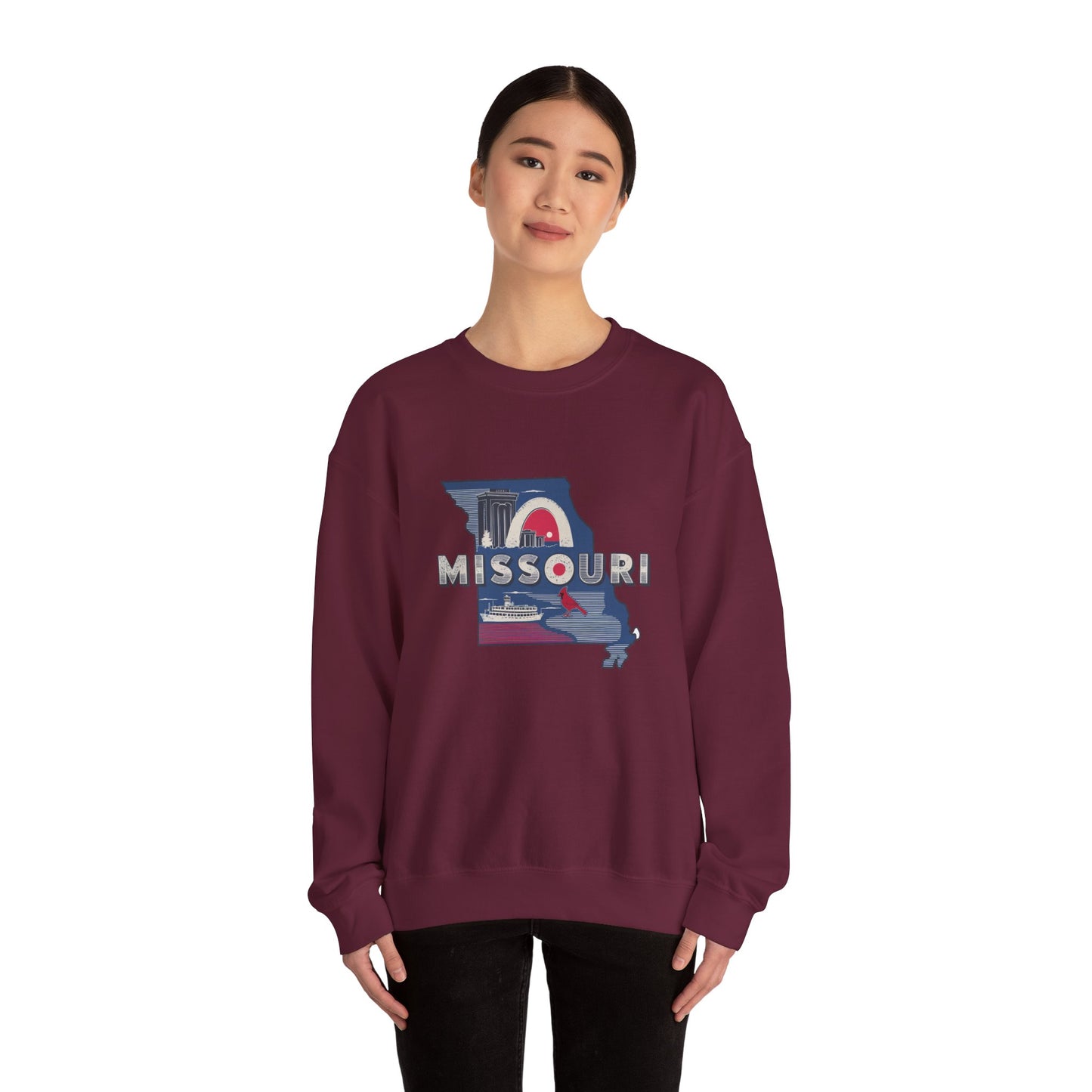 Missouri State Map Retro Arch Crewneck Sweatshirt