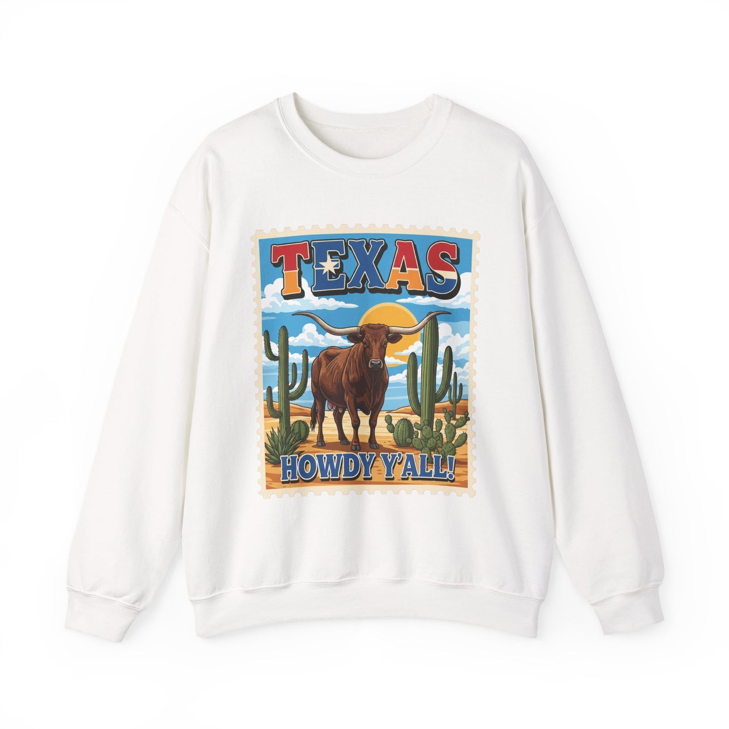 Texas Longhorn Illustration Crewneck Sweatshirt | Howdy Y'all Vintage Western