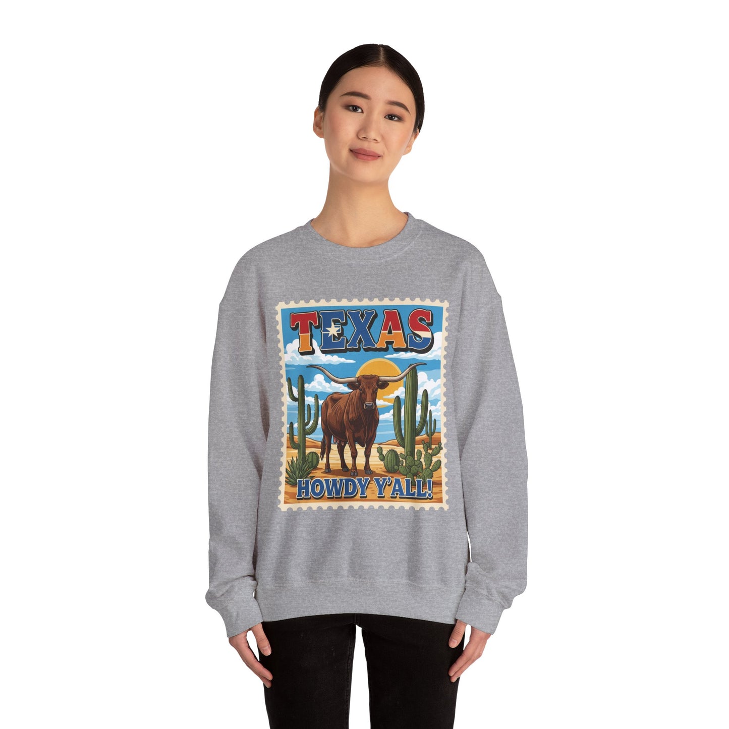 Texas Longhorn Illustration Crewneck Sweatshirt | Howdy Y'all Vintage Western