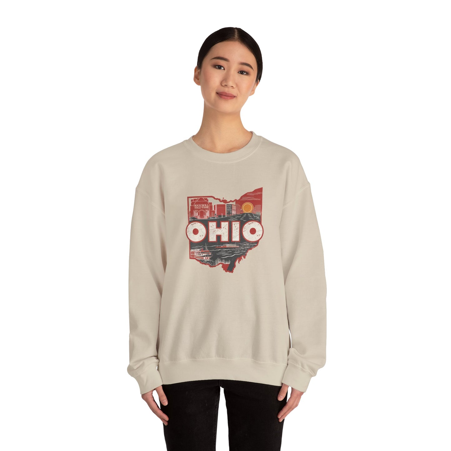 Ohio State Outline Vintage Collage Sweatshirt