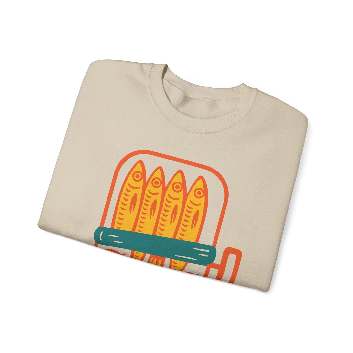 Sardine Can Illustration Sweatshirt | Retro Fish Graphic Crewneck
