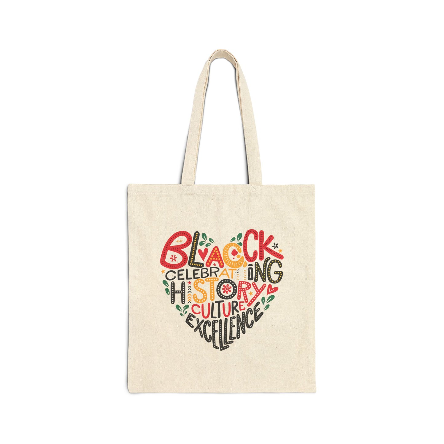 Black History Heart design Cotton Canvas Tote Bag | Celebrating Culture & Excellence