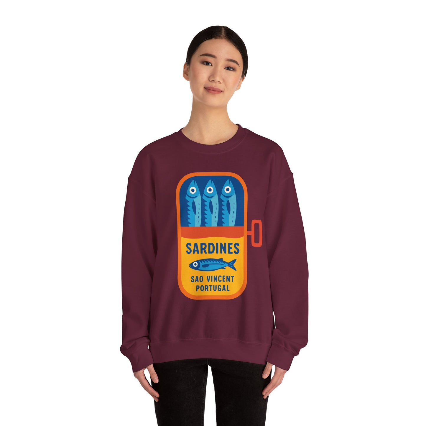 Sardines in a Can Sweatshirt | Retro Fish Can Illustration