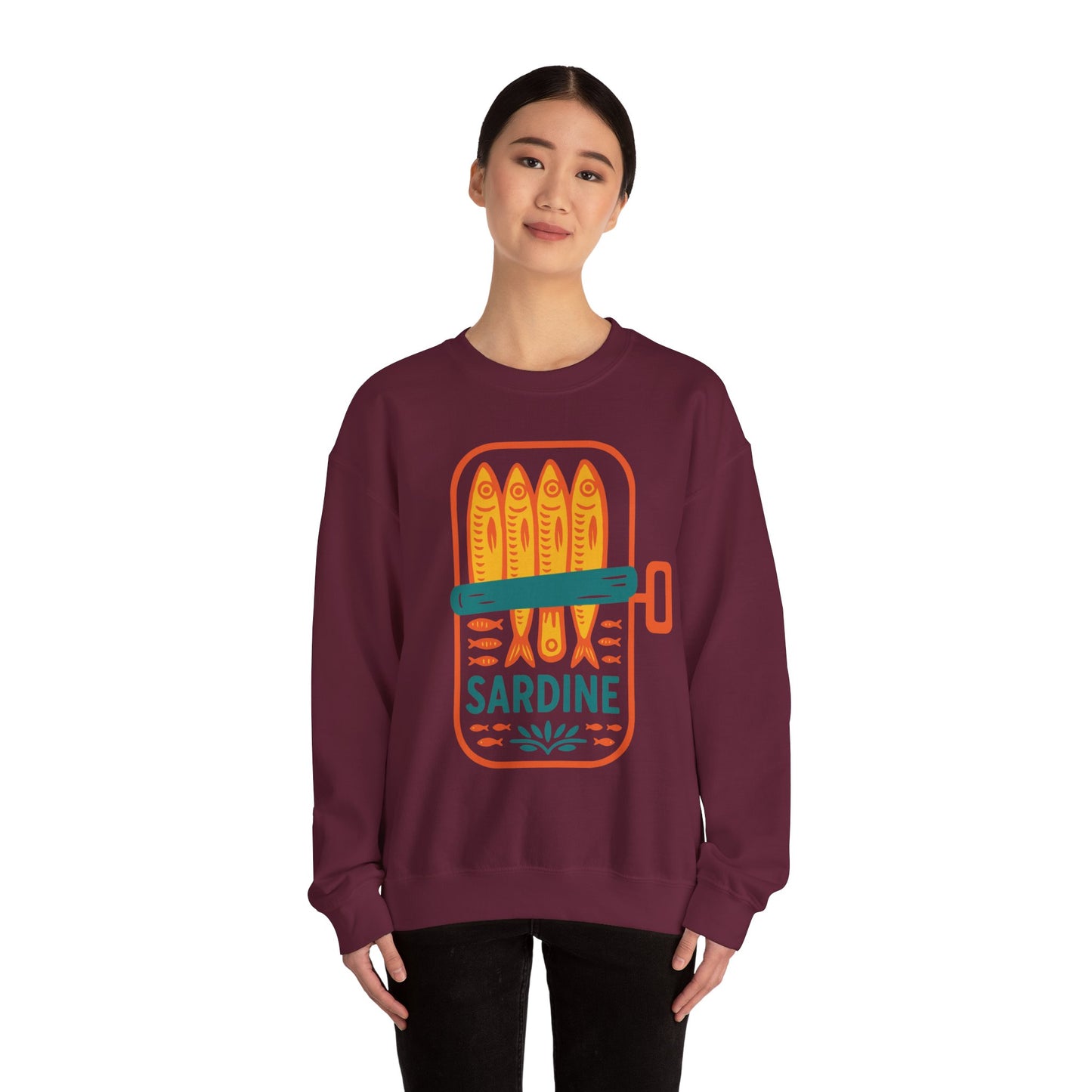 Sardine Can Illustration Sweatshirt | Retro Fish Graphic Crewneck