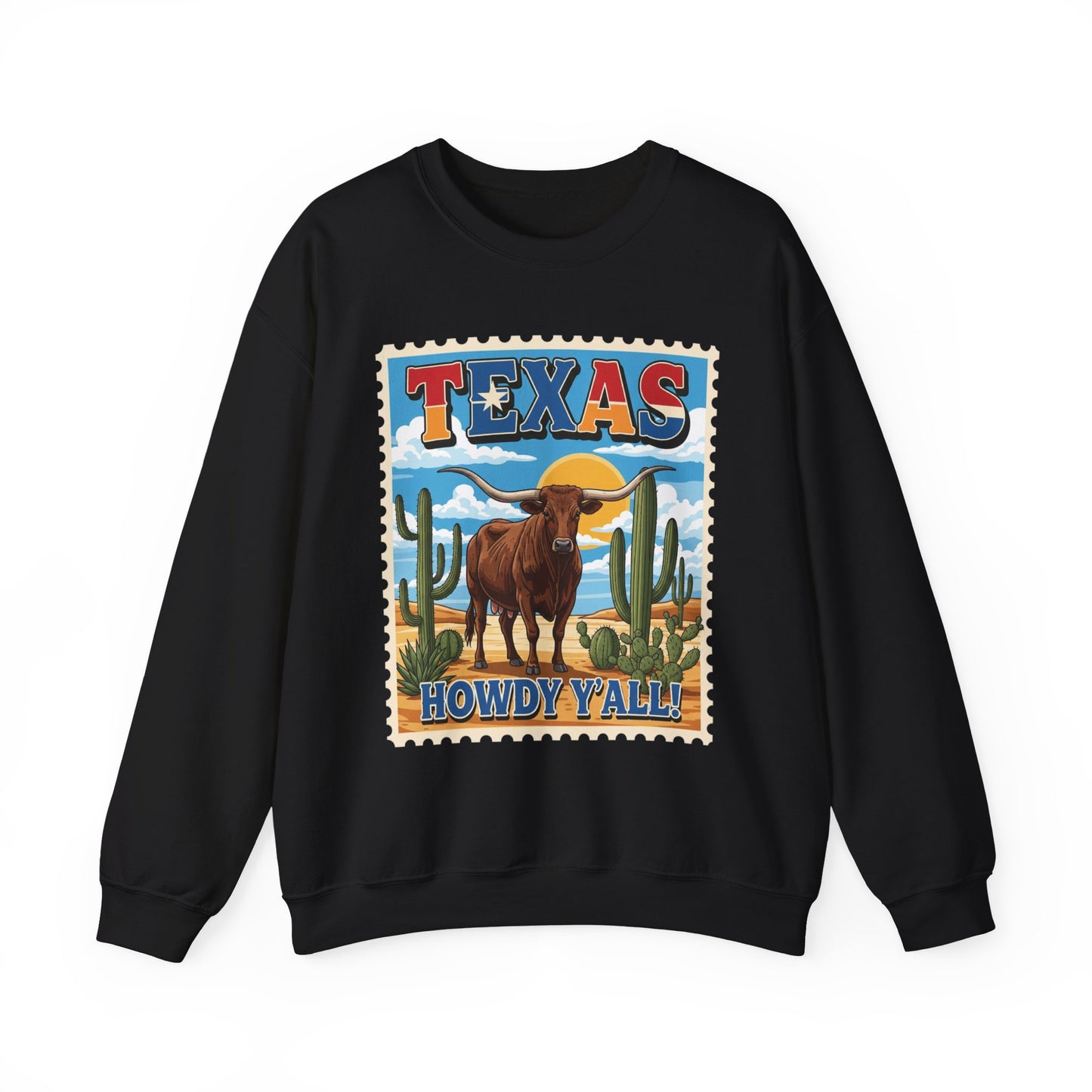Texas Longhorn Illustration Crewneck Sweatshirt | Howdy Y'all Vintage Western