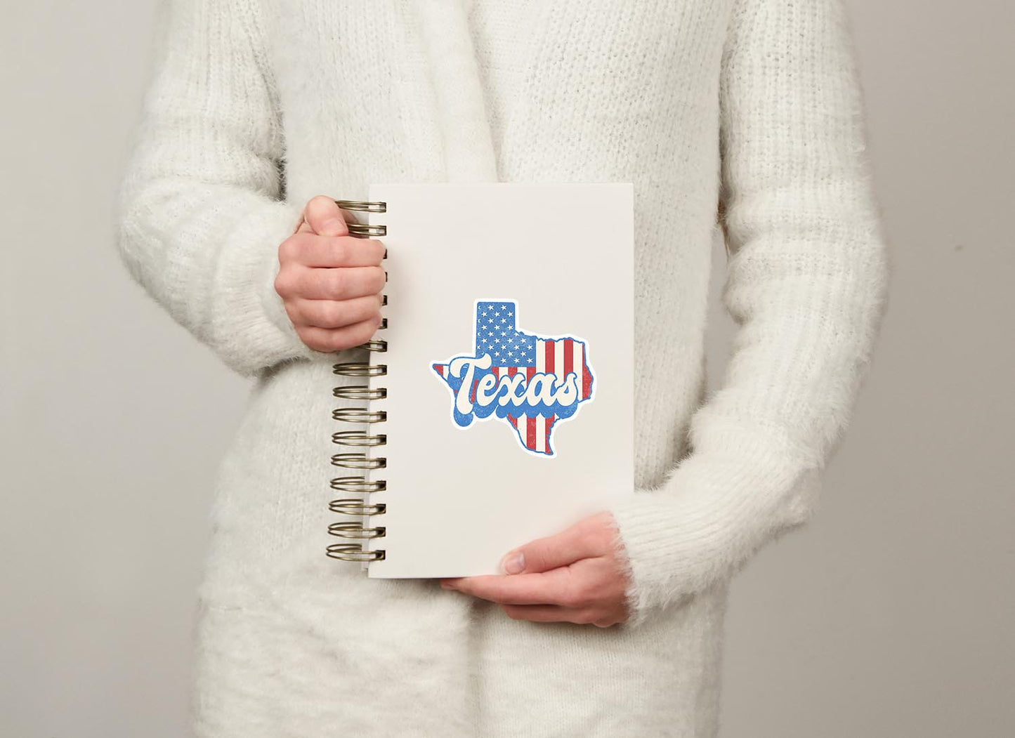 Texas State Sticker with American Flag Background | Weatherproof Vinyl Decal