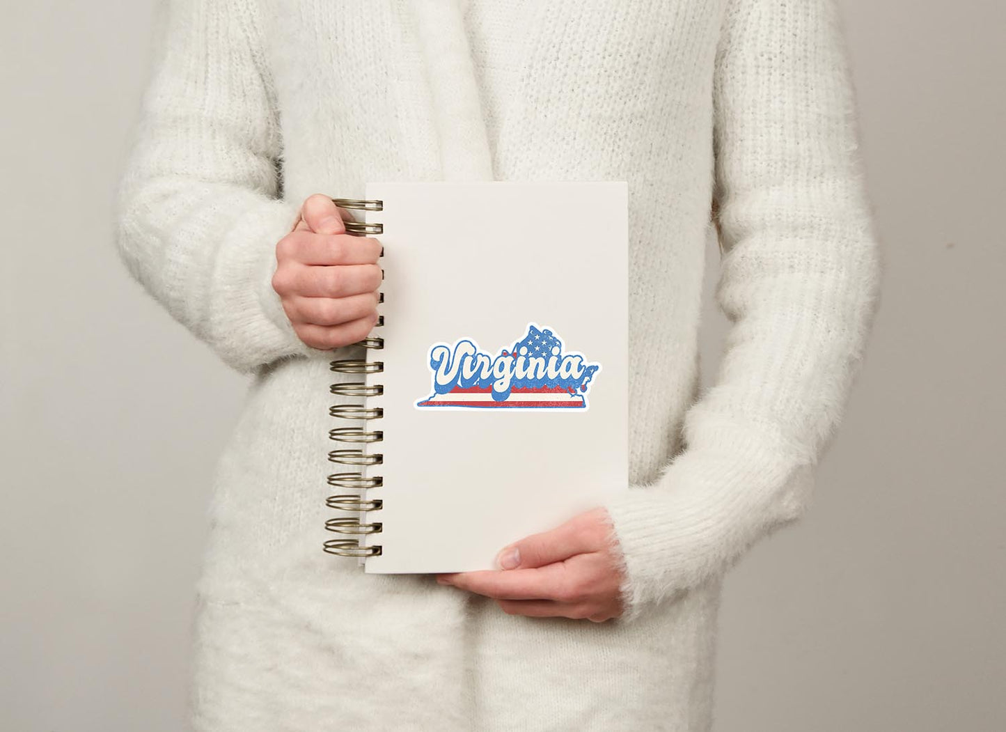 Virginia State Sticker with American Flag Background | Weatherproof Vinyl Decal