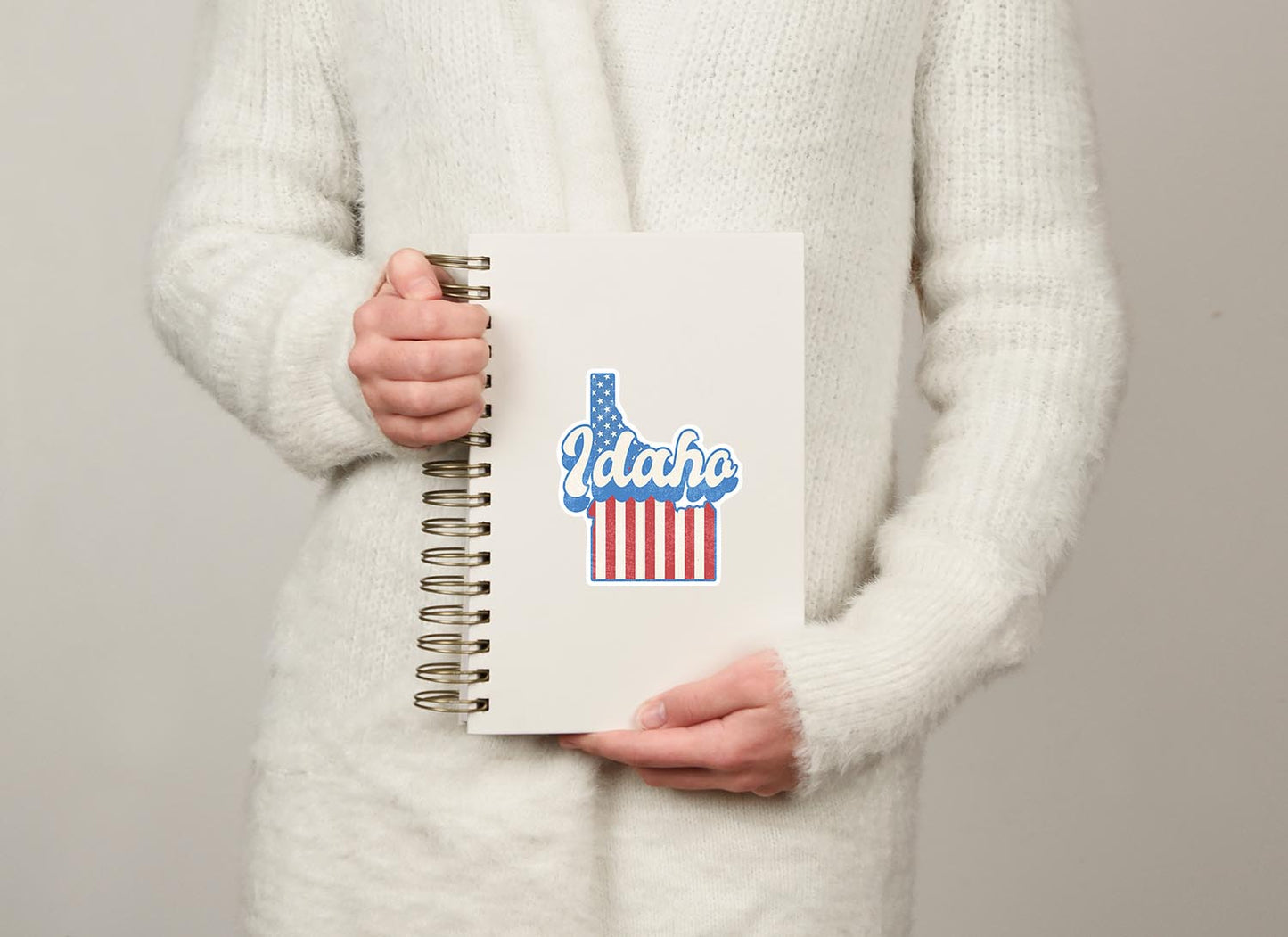 Iowa State Sticker with American Flag Background | Weatherproof Vinyl Decal