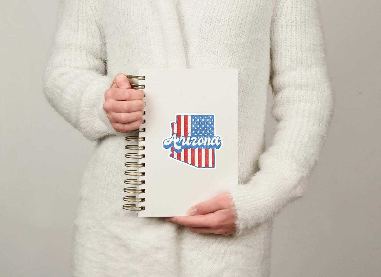 Arizona State Sticker with American Flag Background | Weatherproof Vinyl Decal