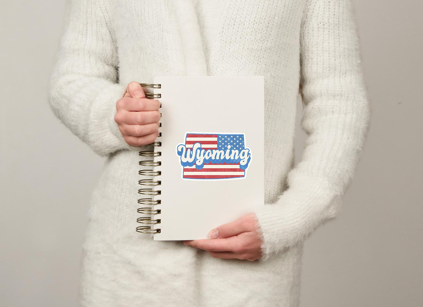 Wyoming State Sticker with American Flag Background | Weatherproof Vinyl Decal