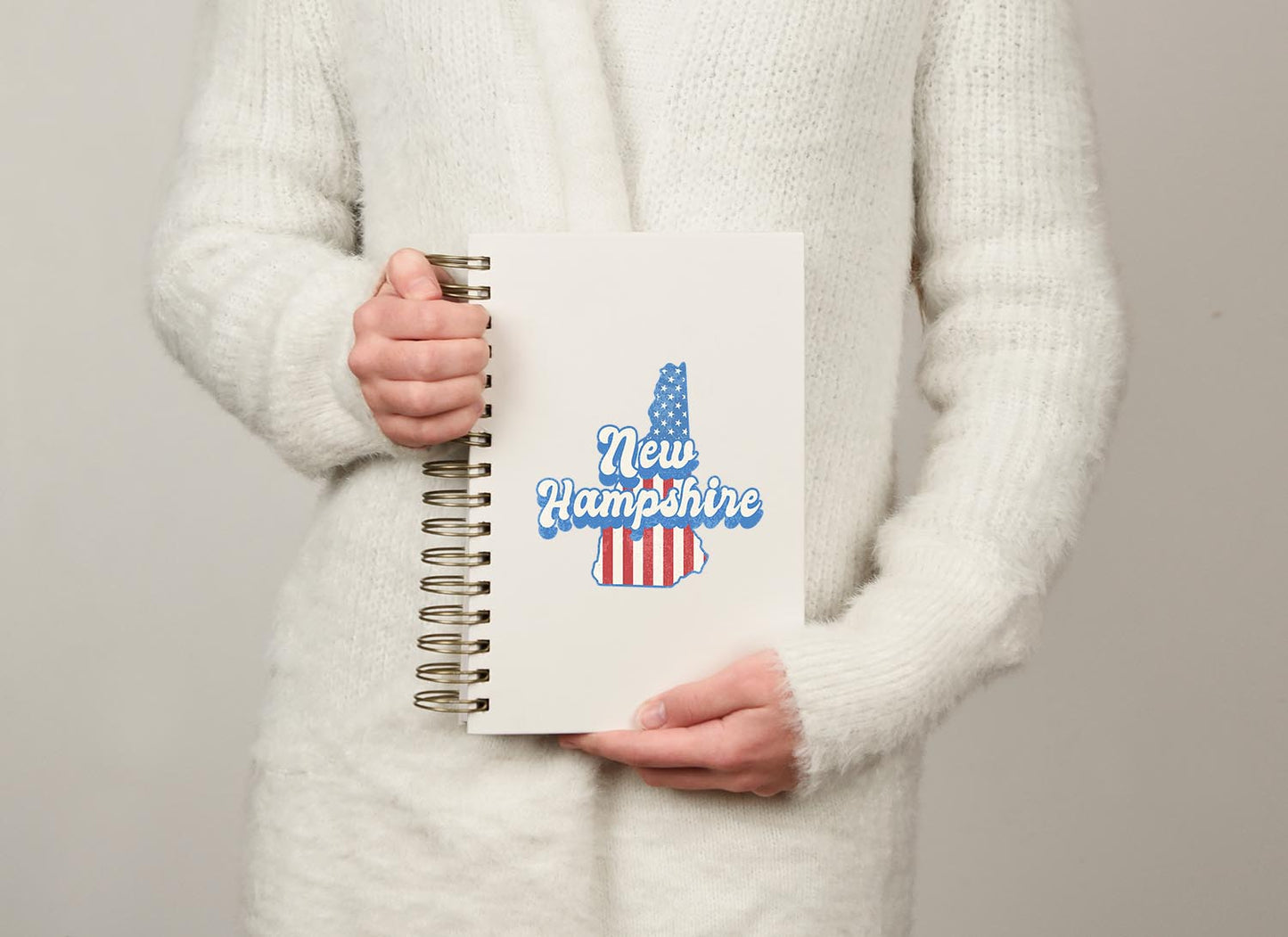 New Hampshire State Sticker with American Flag Background | Weatherproof Vinyl Decal
