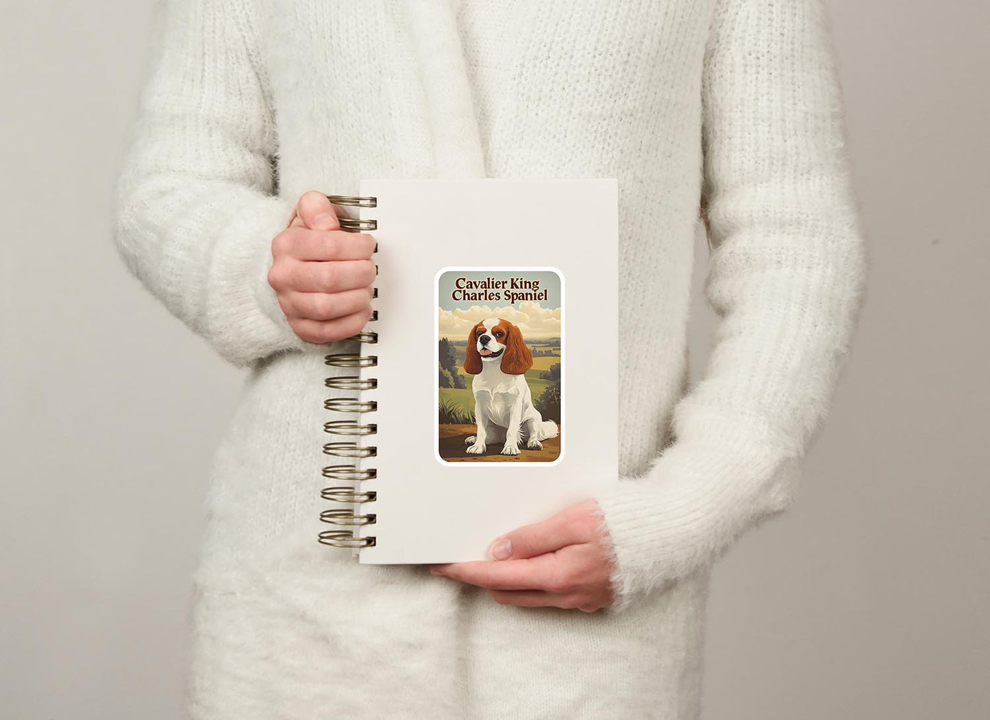 Vintage Cavalier King Charles Spaniel Sticker – Durable Vinyl Sticker