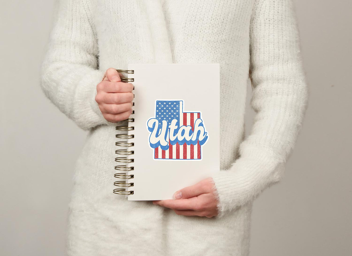 Utah State Sticker with American Flag Background | Weatherproof Vinyl Decal