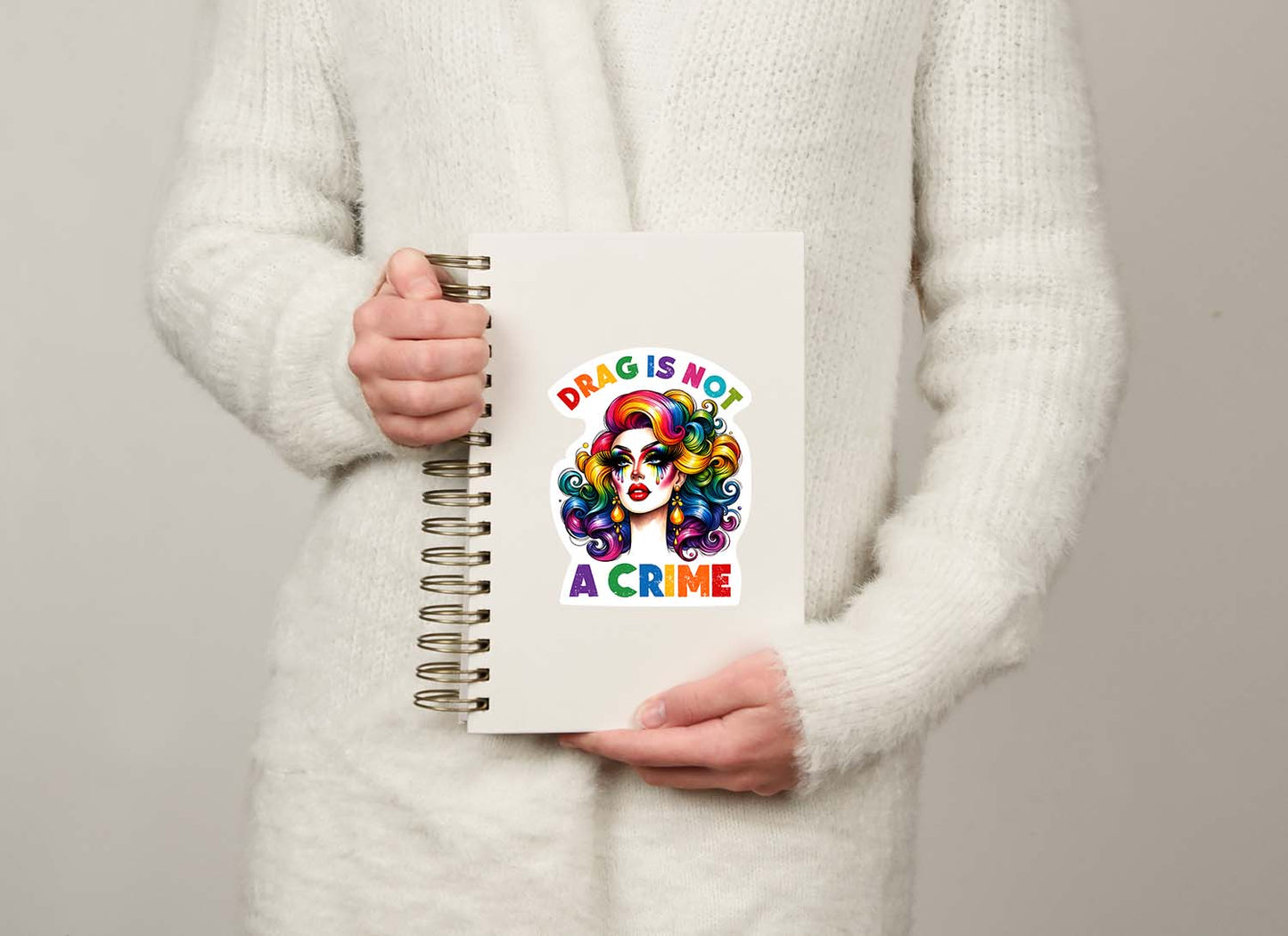 Drag Is Not a Crime – Rainbow Drag Queen Vinyl Sticker | LGBTQ+ Pride Decal for Laptop, Water Bottle, or Car