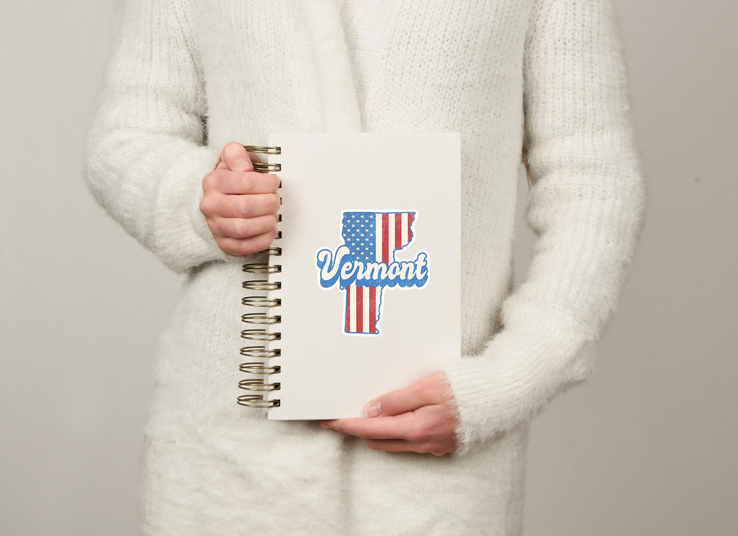 Vermont State Sticker with American Flag Background | Weatherproof Vinyl Decal