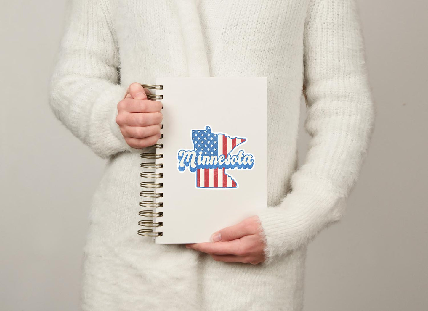 Minnesota State Sticker with American Flag Background | Weatherproof Vinyl Decal