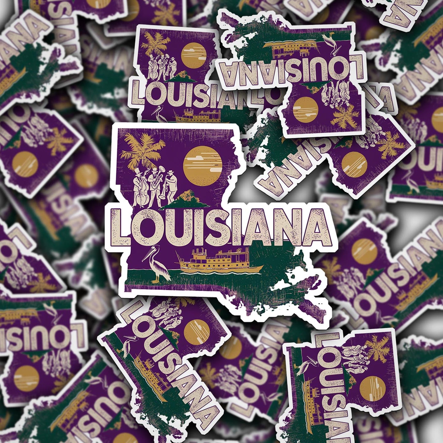 Retro Vinyl State Sticker - Louisiana