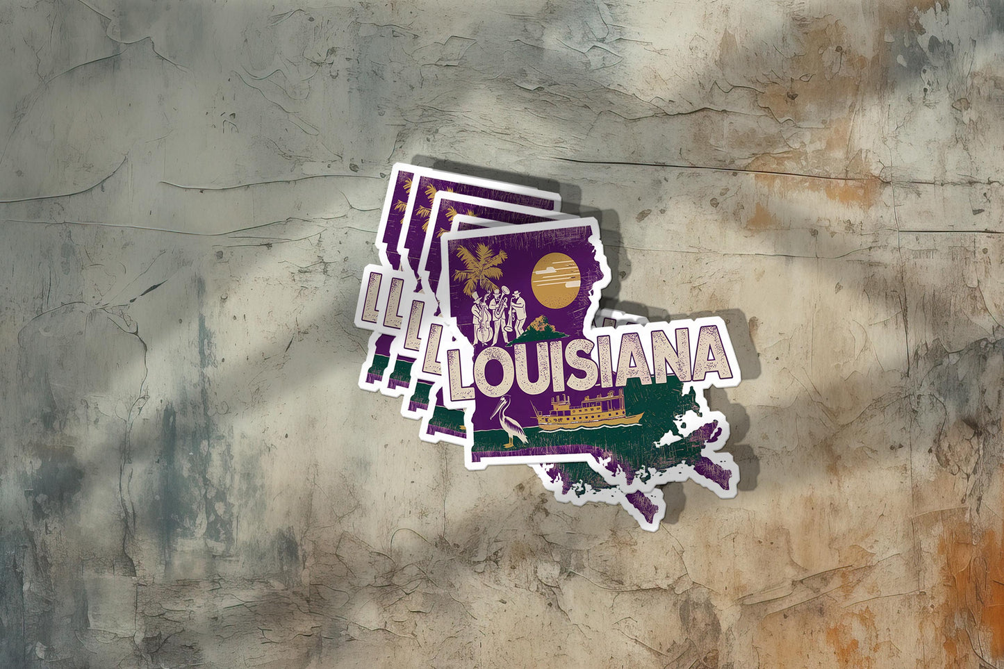 Retro Vinyl State Sticker - Louisiana